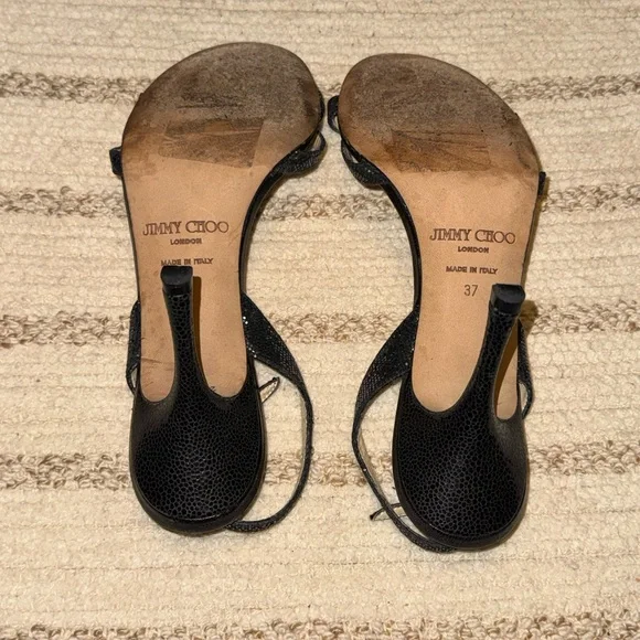 Jimmy Choo Black Strappy Ankle-Heel Sandals - Picture 5 of 5